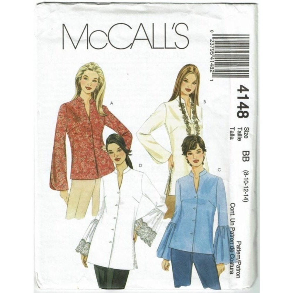 McCalls Sewing Pattern 4148 Top Tunic Blouse Flutter Sleeve Size 8-14